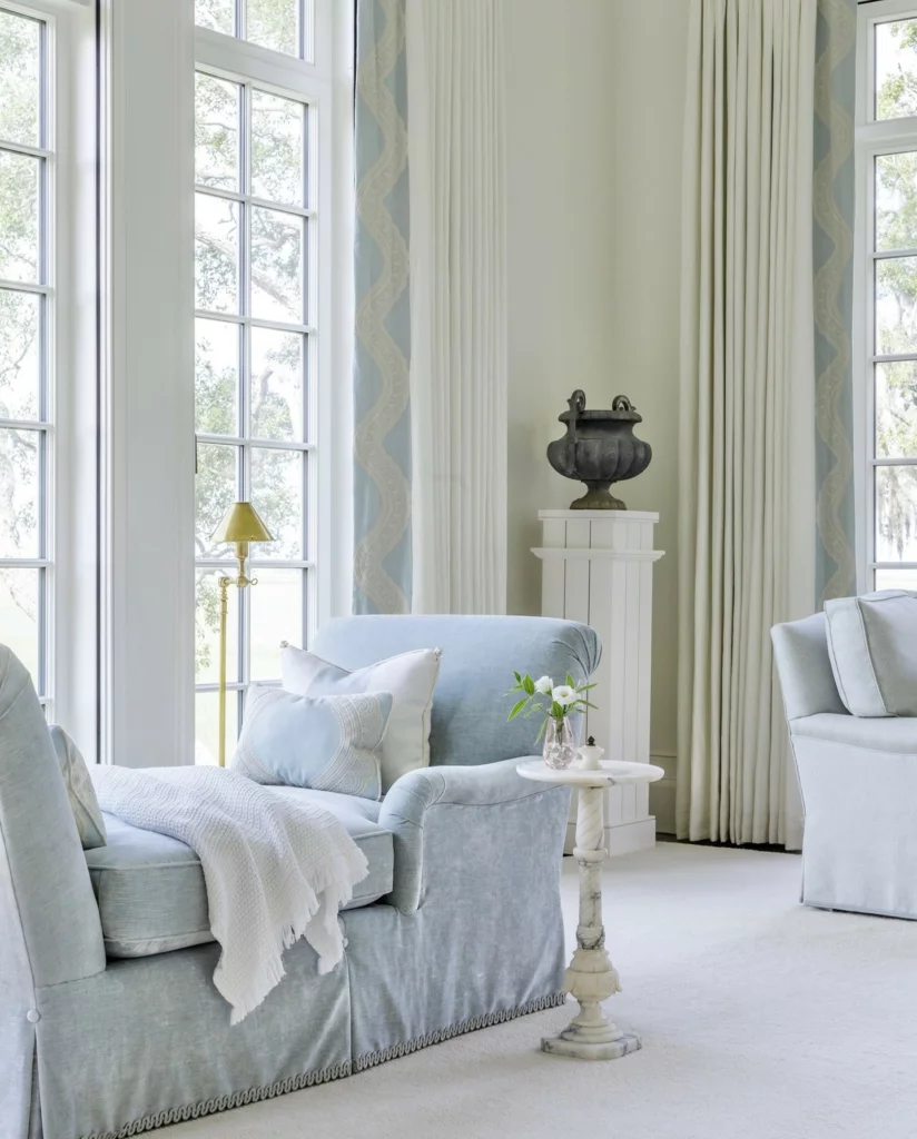 spring decor, classic design, spring home decor, light blue furniture, light blue velvet